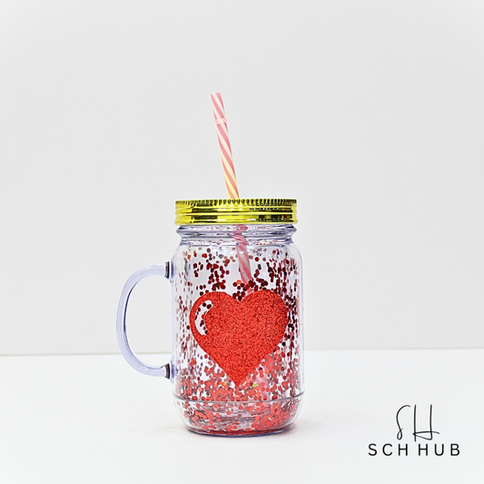 Glass Jar Mug With Straw