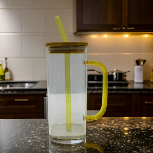 Glass Mug With Lid And Straw 400Ml