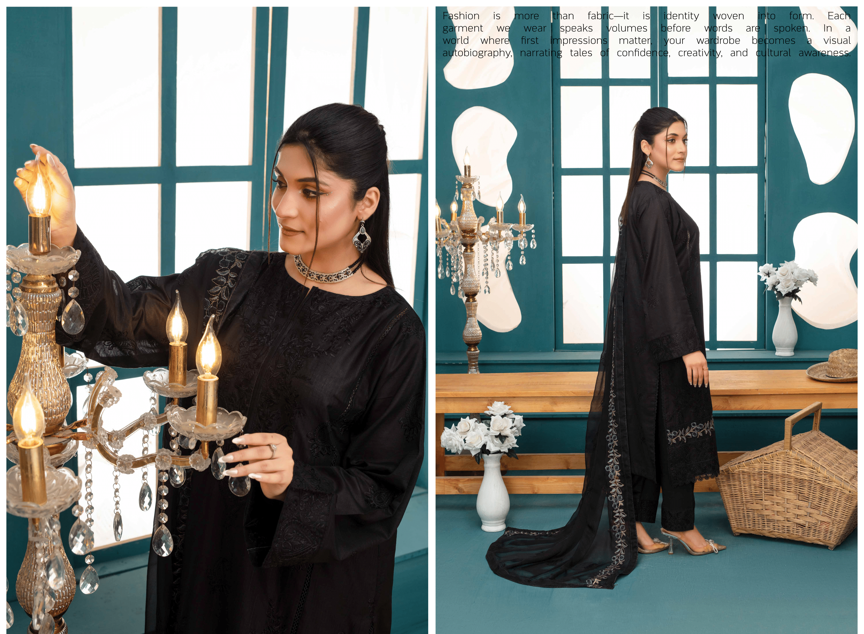 Premium Embroidered Chiffon 3-Piece Suit