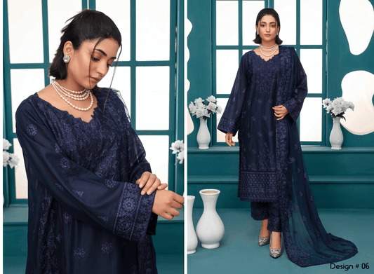 Premium Embroidered Chiffon 3-Piece Suit
