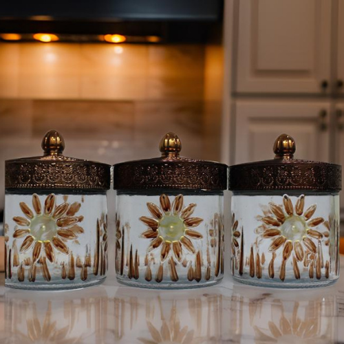 Glass Canister Jar 3 piece Set