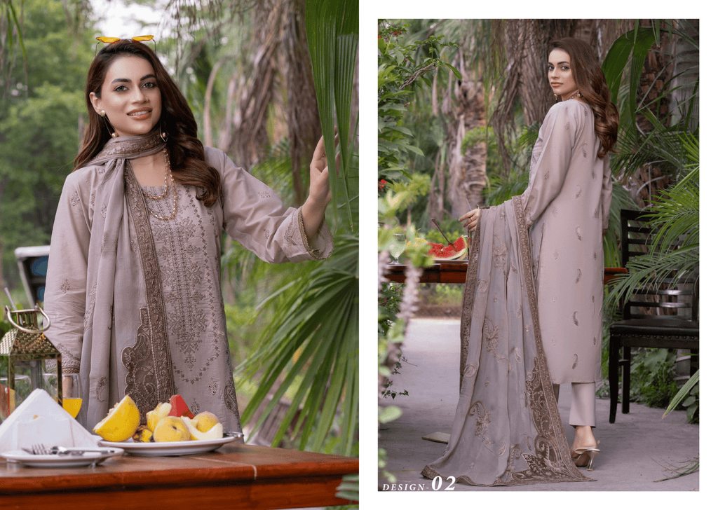 Mahrosh – Premium Embroidered Chiffon (Unstitched 3PC)
