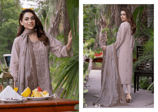 Mahrosh – Premium Embroidered Chiffon (Unstitched 3PC)