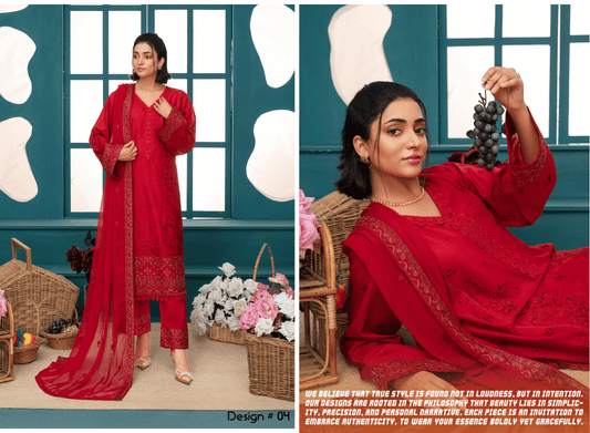 Premium Embroidered Chiffon 3-Piece Suit