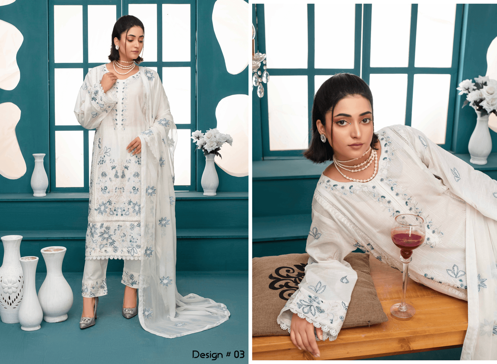 Premium Embroidered Chiffon 3-Piece Suit