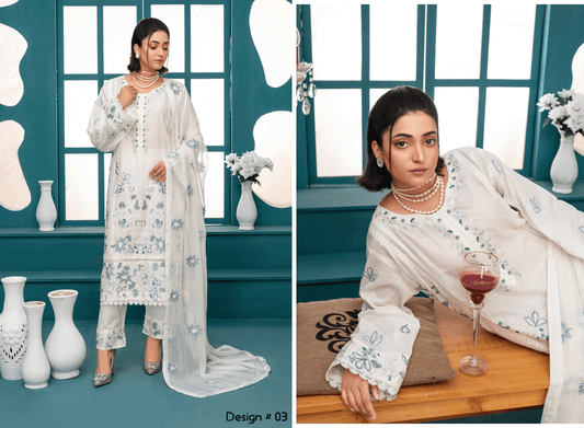 Premium Embroidered Chiffon 3-Piece Suit