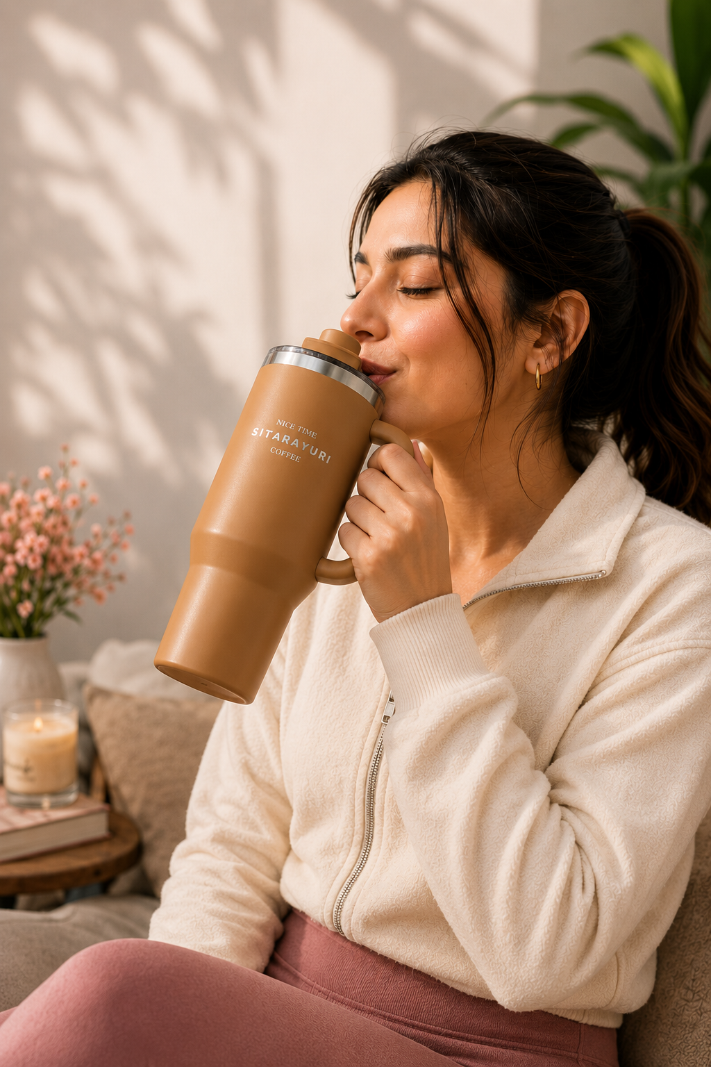 Premium Insulated Travel Mug with Handle (40 oz)